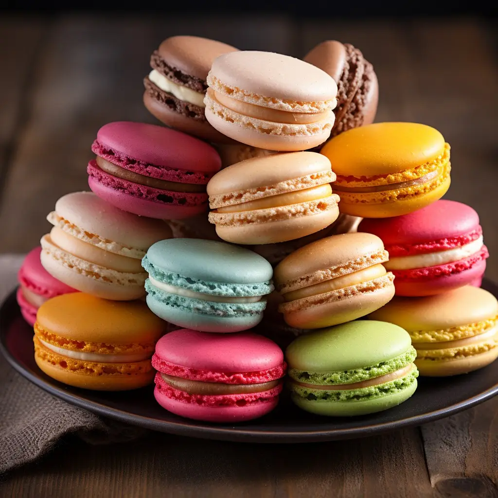 French Macarons with Creamy Butter Filling and Raspberry