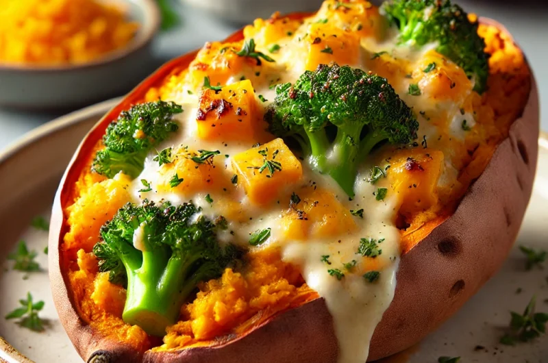 Cheesy Broccoli-Stuffed Sweet Potatoes