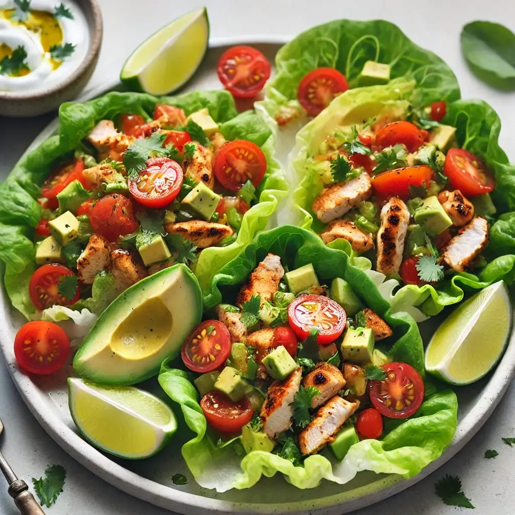 Lettuce Tacos with Chicken and Avocado